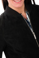 Navy goatskin teddy jacket, supple and slim-fit for everyday elegance. - Image n°7