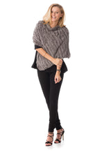 Gray woven rabbit poncho - Image n°2