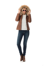 Cognac shearling jacket with Thinsulate warmth for winter style. - Image n°7