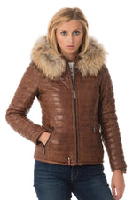 Cognac shearling jacket with Thinsulate warmth for winter style. - Image n°1