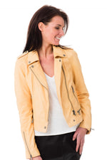 Oakwood pale yellow Biker Jacket for women - Image n°1