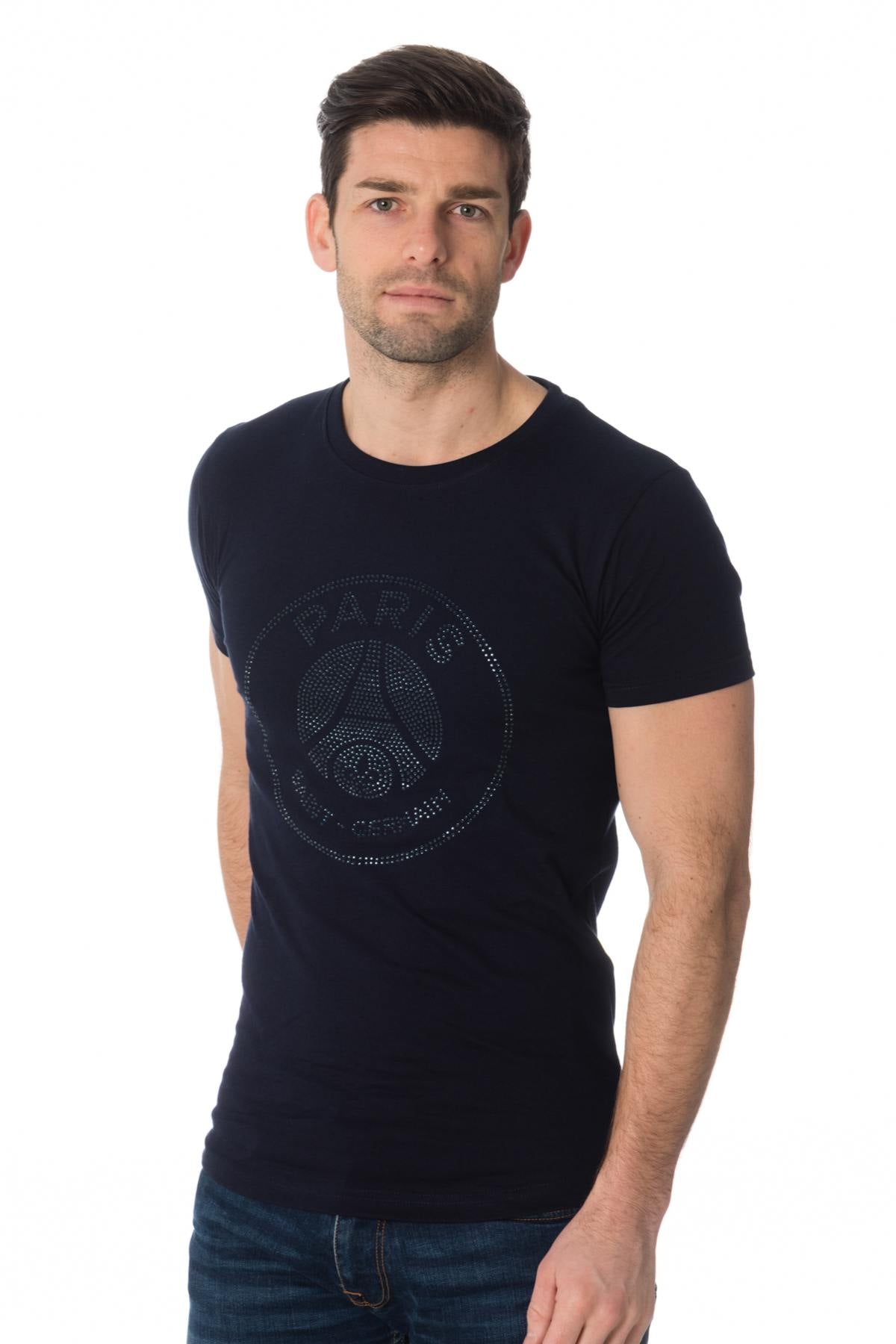 Blue PSG t-shirt with rhinestones - Image n°1