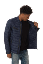 Lightweight navy blue nylon down jacket - Image n°4