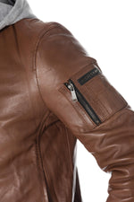 Redskins men's cognac hooded bomber jacket - Image n°5