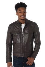 Men's leather jacket in togo redskins color - Image n°1