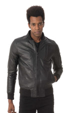 Men's black redskins leather jacket - Image n°1