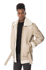 Schott long bomber jacket in beige color - Image n°3