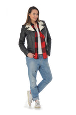 Bi-colour lambskin Perfecto by Schott, timeless with a modern edge. - Image n°2