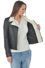 Bi-colour lambskin Perfecto by Schott, timeless with a modern edge. - Image n°5