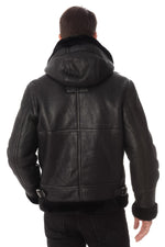 Schott's sheepskin bomber with hood. Adjustable, warm, and vintage. - Image n°5