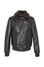 Schott's cowhide A-2 jacket. Fur collar, ribbed waist, vintage patina. - Image n°10