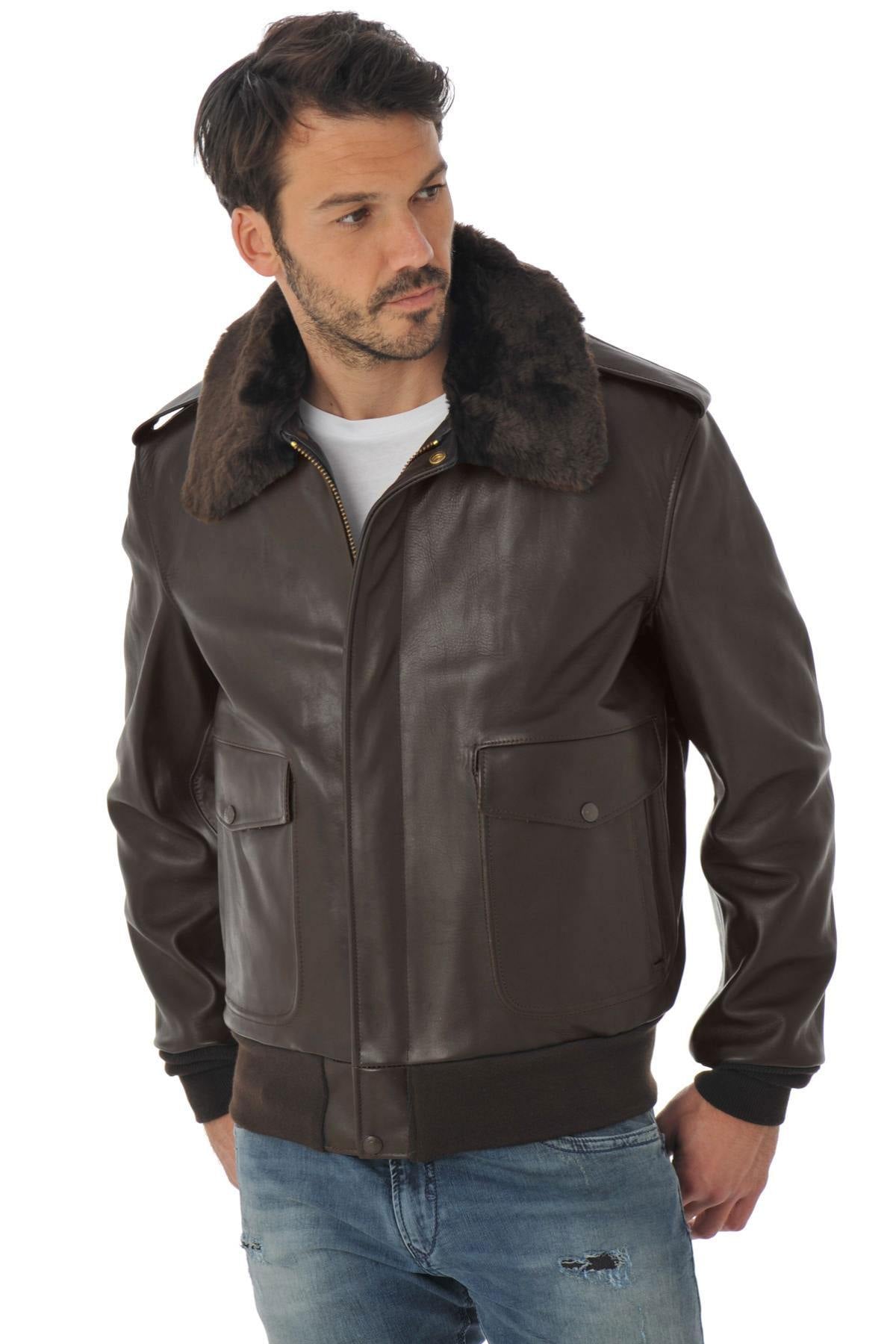The Schott 184SM Brown A-2 jacket in supple cowhide. Made in the USA. - Image n°5