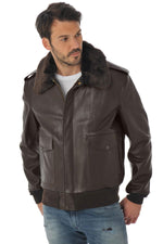 The Schott 184SM Brown A-2 jacket in supple cowhide. Made in the USA. - Image n°5