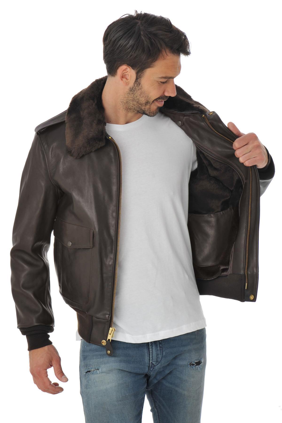 The Schott 184SM Brown A-2 jacket in supple cowhide. Made in the USA. - Image n°8