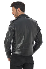 Schott 618HH Black: glossy horsehide leather, carefully made in the USA. - Image n°8