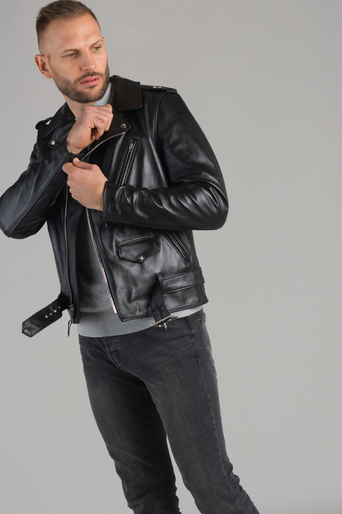 Men's Jacket Schott 613SH BLACK - Leather-Jack.com