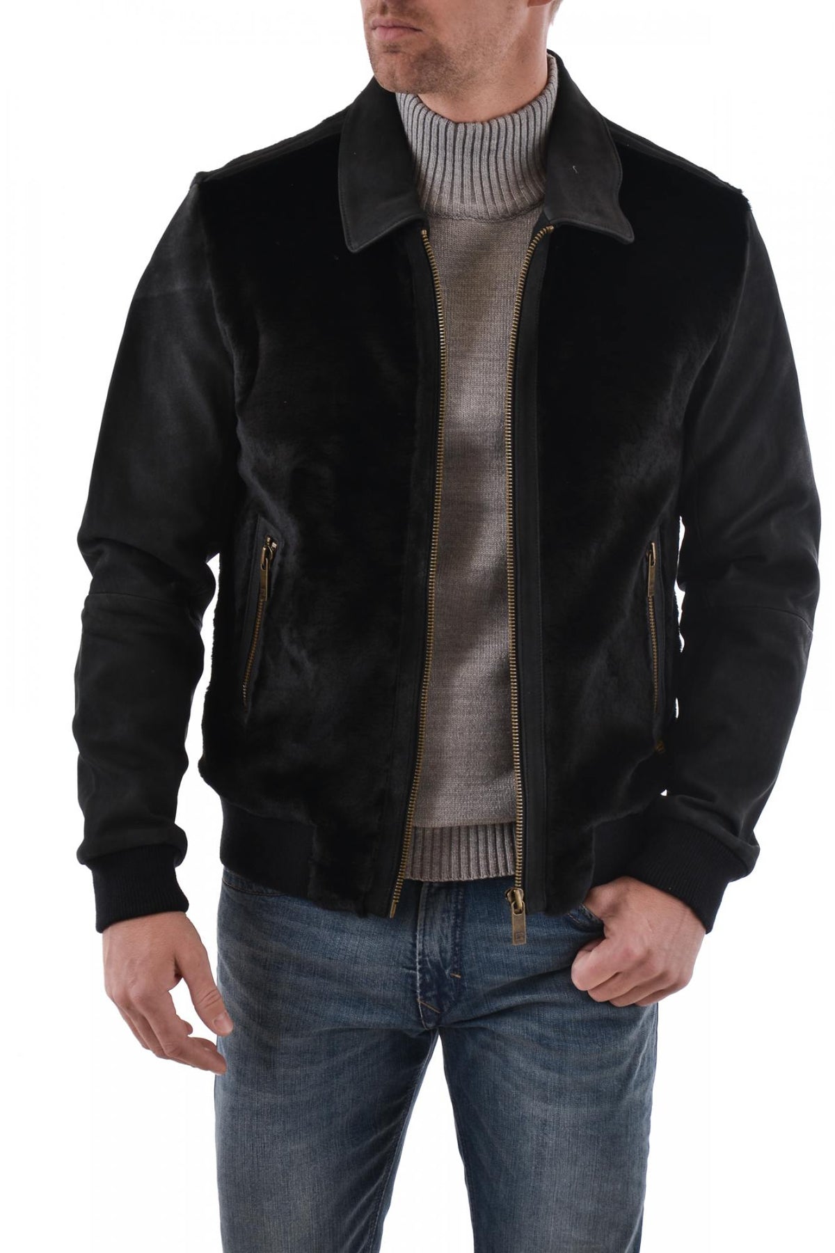  Scotch&Soda men's sheepskin leather jacket - Image n°1