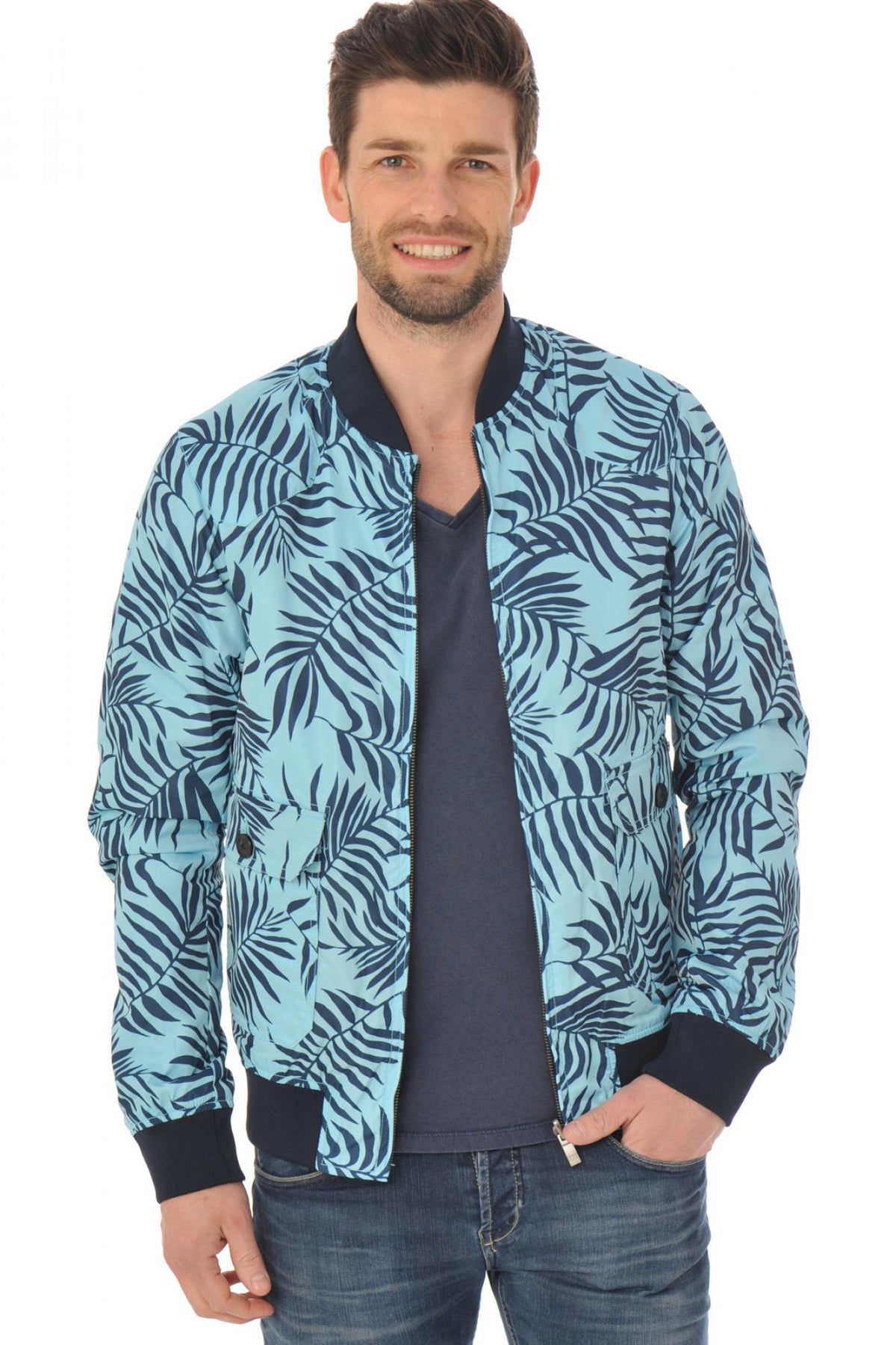 Scotch and Soda reversible palm tree print jacket - Image n°1
