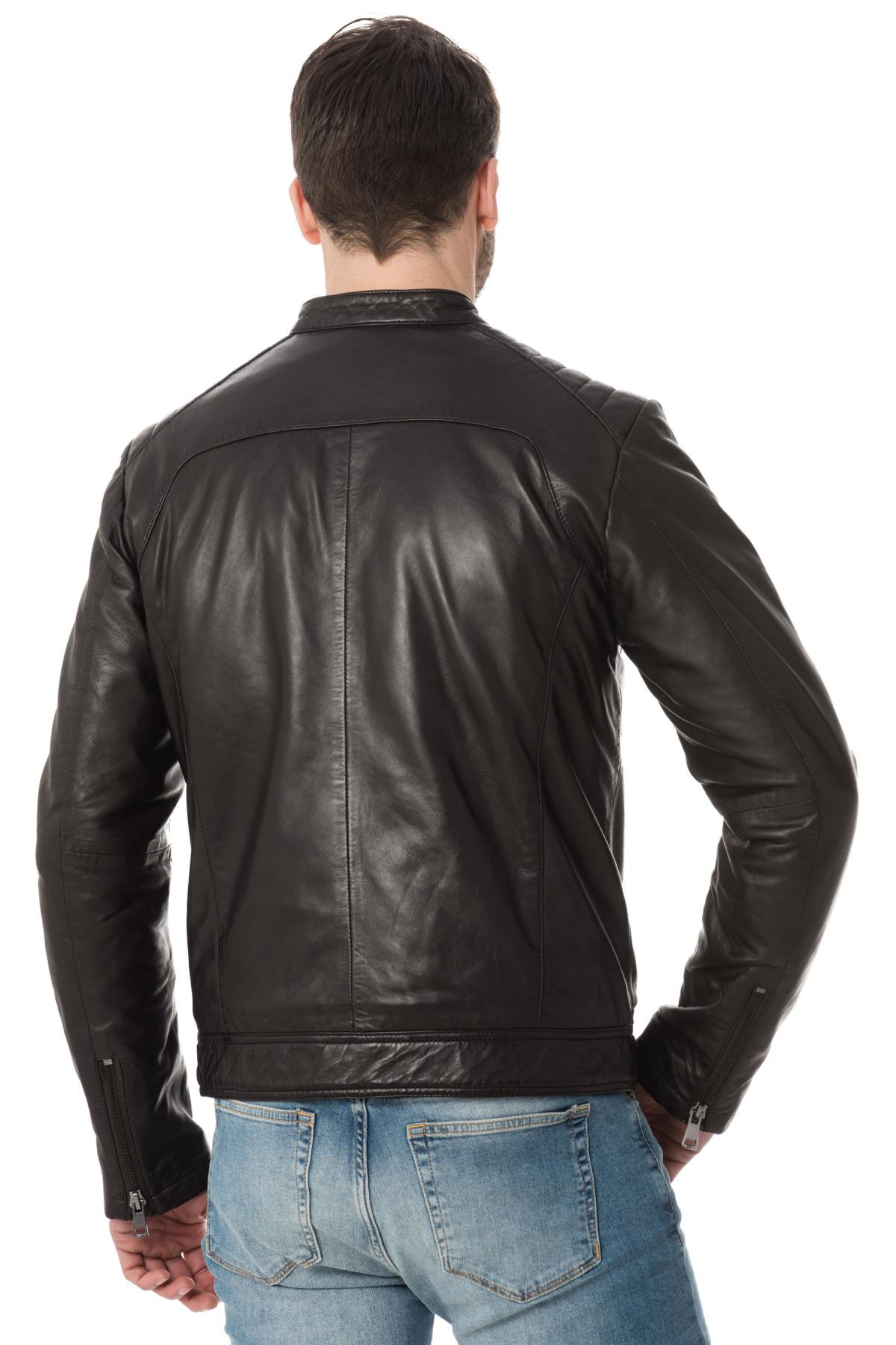 Pariente jacket in chocolate brown leather - Image n°4