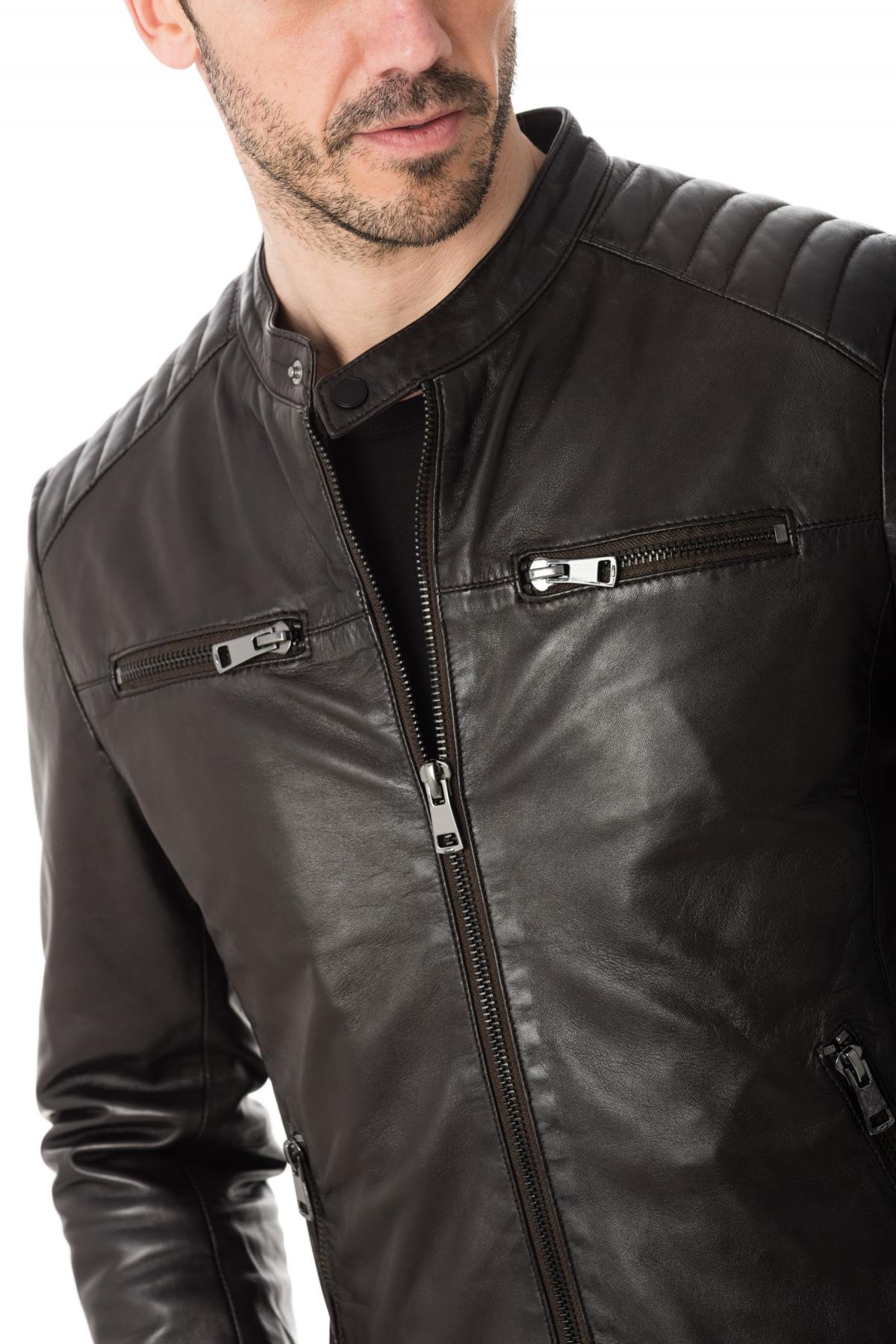 Pariente jacket in chocolate brown leather - Image n°6