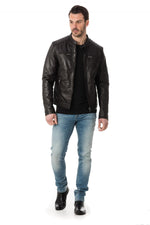 Pariente jacket in chocolate brown leather - Image n°2