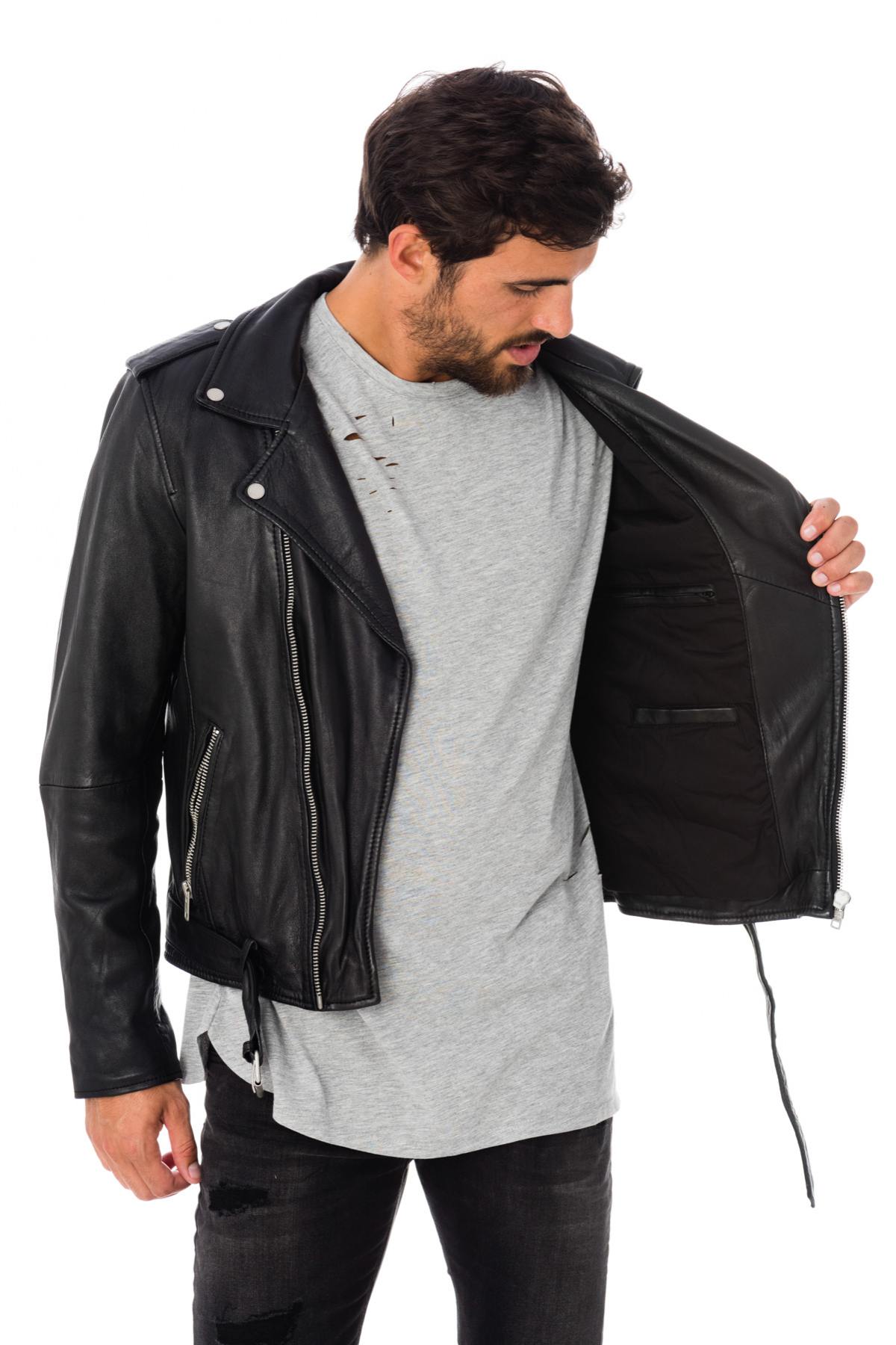 Serge Pariente Biker Jacket in black lambskin - Image n°9