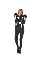 Horspist black and white down jacket with silver fur - Image n°5