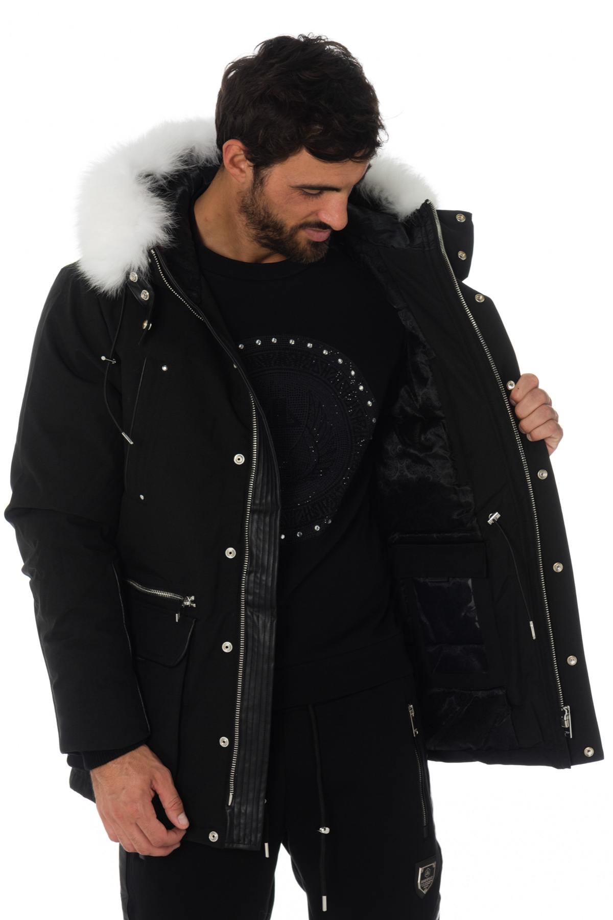 Black Horspist Parka with White Fox Fur - Image n°9