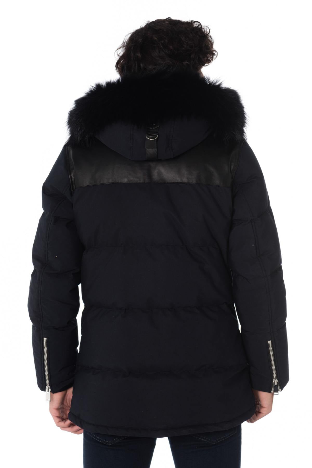 Horspist men's navy blue/black down jacket with black collar - Image n°4