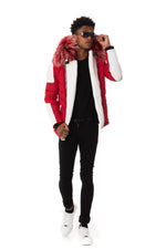 Bi-material jacket with fur collar - Image n°2