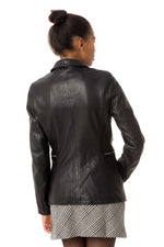 Black lambskin blazer, slim fit, zip pockets, lightweight and soft. - Image n°5