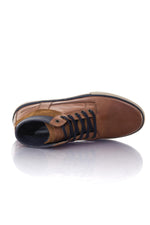 Cognac-colored lace-up boots - Image n°3