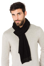 Men's scarf in black and anthracite acrylic - Image n°1