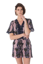 Women's pink and blue short jumpsuit - Image n°5