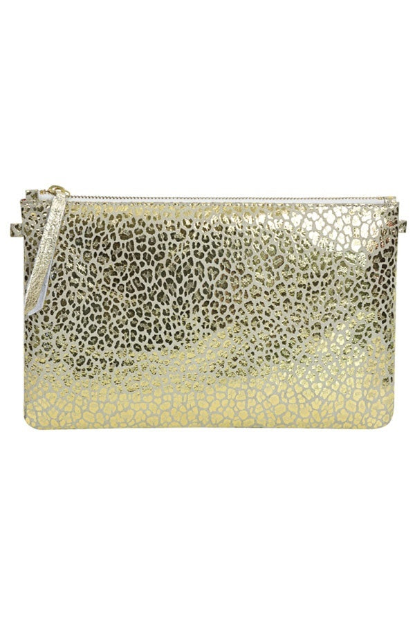 Large Format 1951 Leather Clutch for Women Golden Leopard - Image n°1