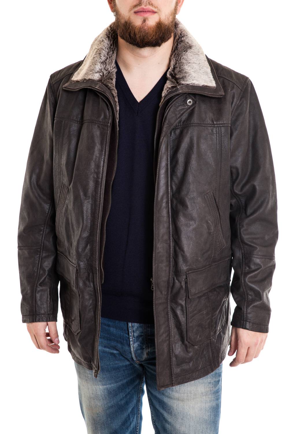 Aged buffalo leather overshirt with detachable layers for rugged wear. - Image n°2