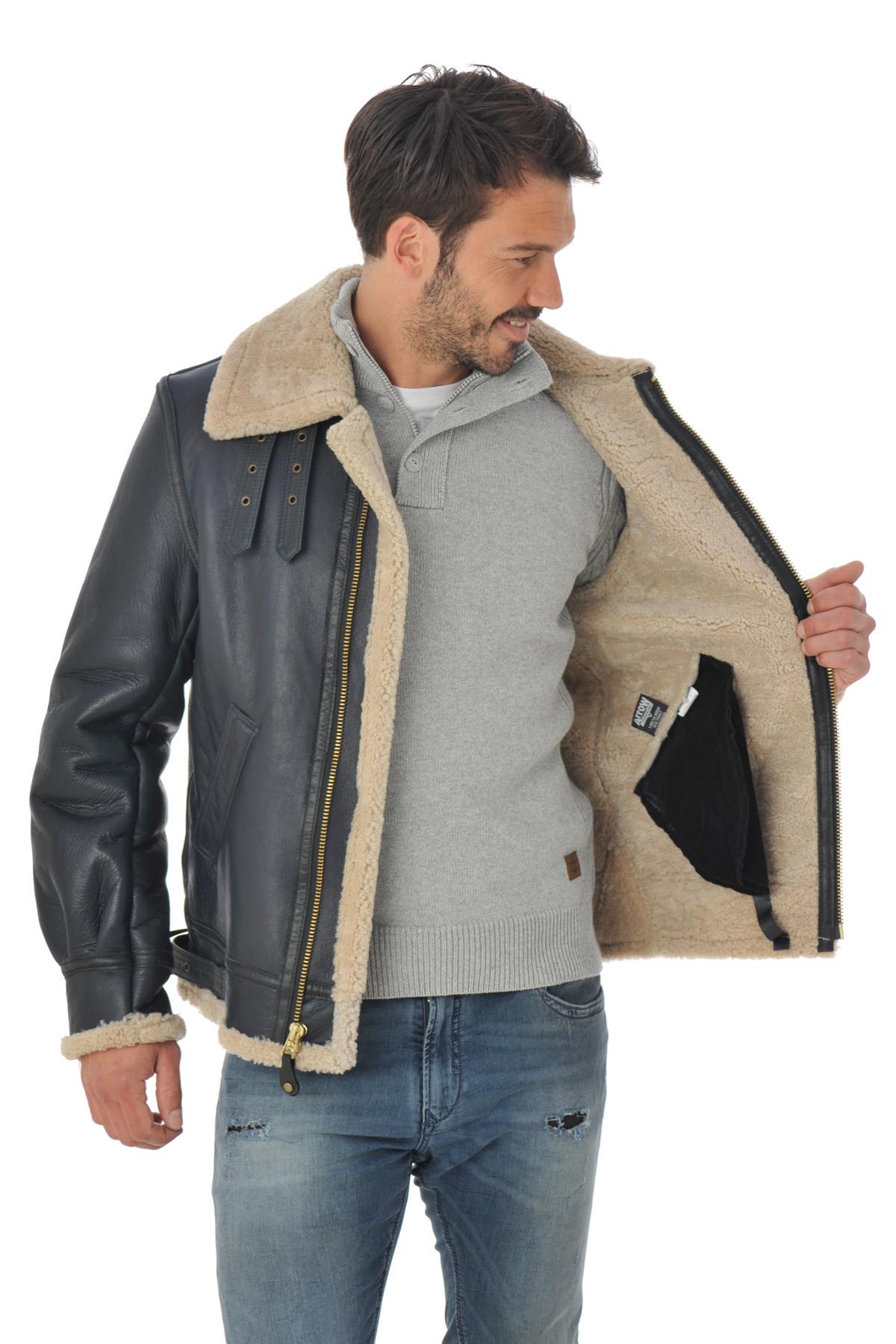 Schott shearling bomber jacket for Men - Image n°4