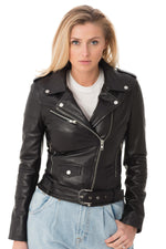 Black sheepskin leather Biker Jacket Serge Pariente - Image n°1