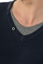 Navy blue Redskins V-neck sweater - Image n°4