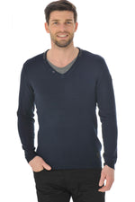 Navy blue Redskins V-neck sweater - Image n°1