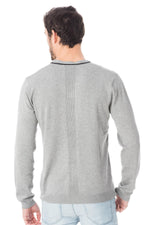 Men's heather gray V-neck viscose sweater - Image n°3