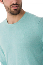 Men's turquoise heather effect sweater - Image n°4