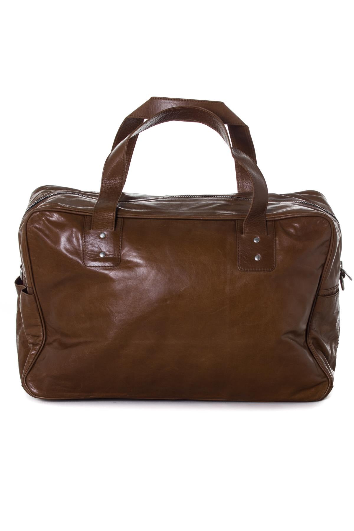 Serge Pariente travel bag in cognac buffalo leather - Image n°2