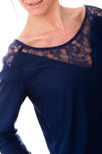 Navy blue blouse with kaporal lace - Image n°4