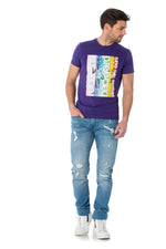 Redskins men's purple t-shirt with basketball players - Image n°3