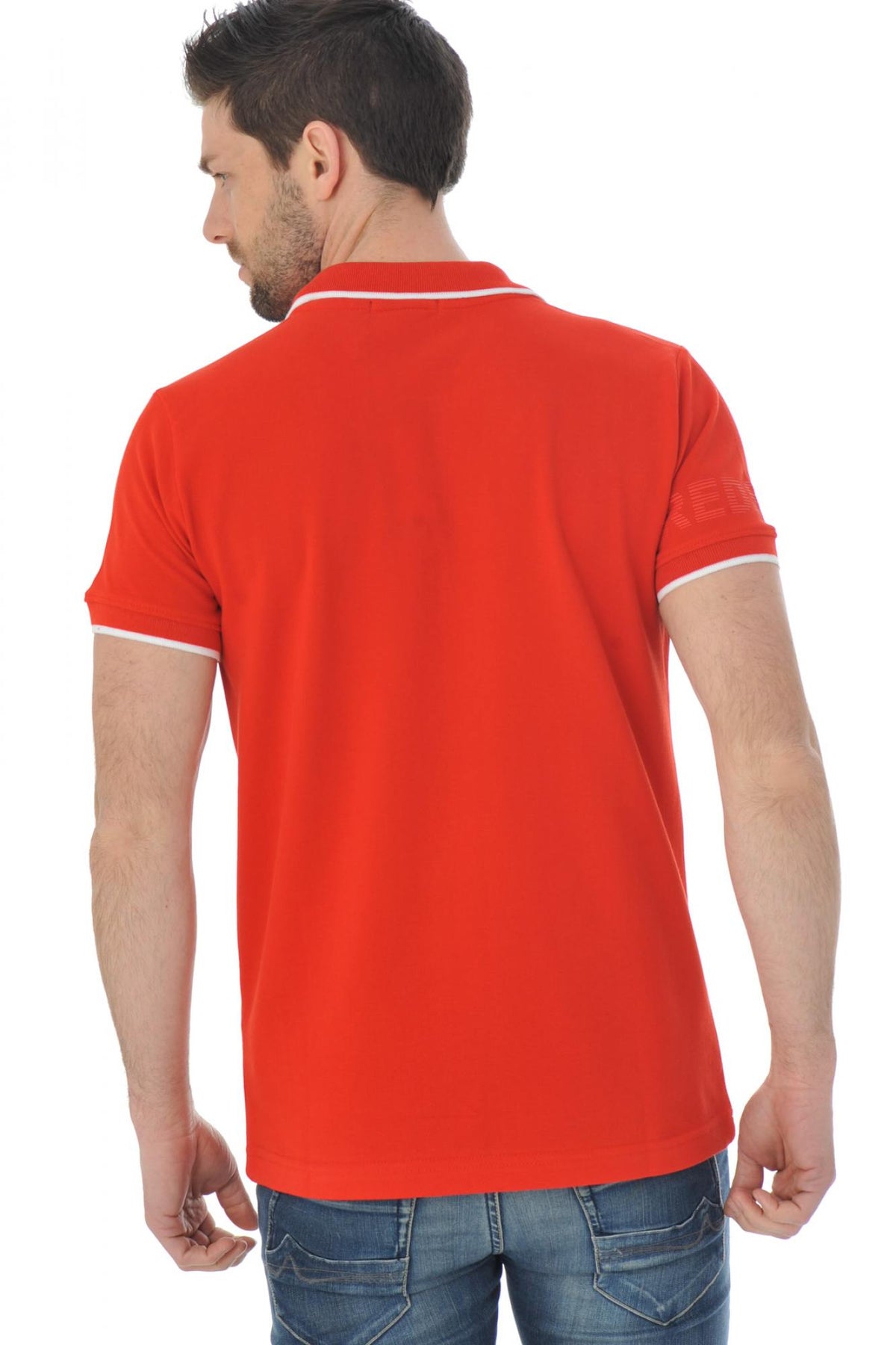 Red Redskins polo shirt with white edging - Image n°3