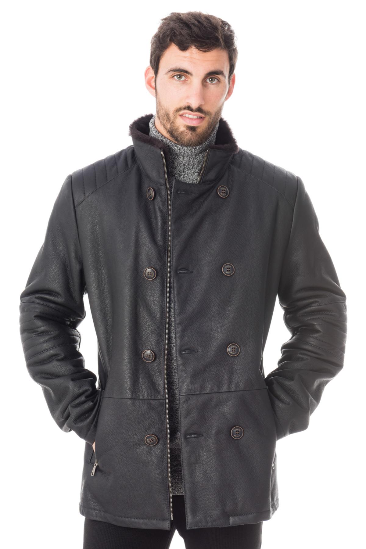 Men's coat in fur-lined lambskin - Image n°3