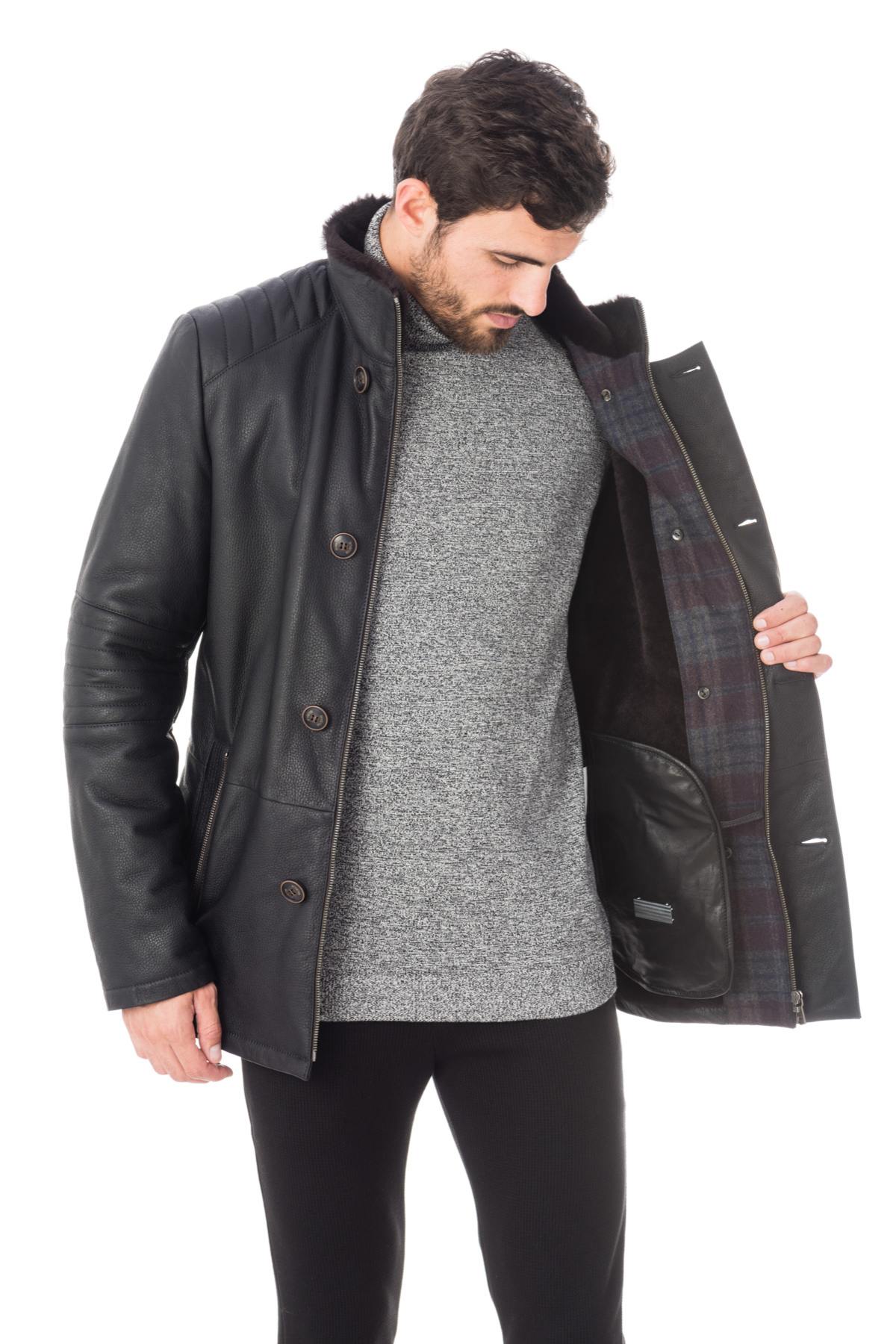 Men's coat in fur-lined lambskin - Image n°4