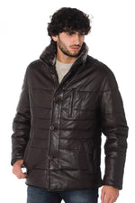 Bugatti men's dark brown lambskin down jacket - Image n°1