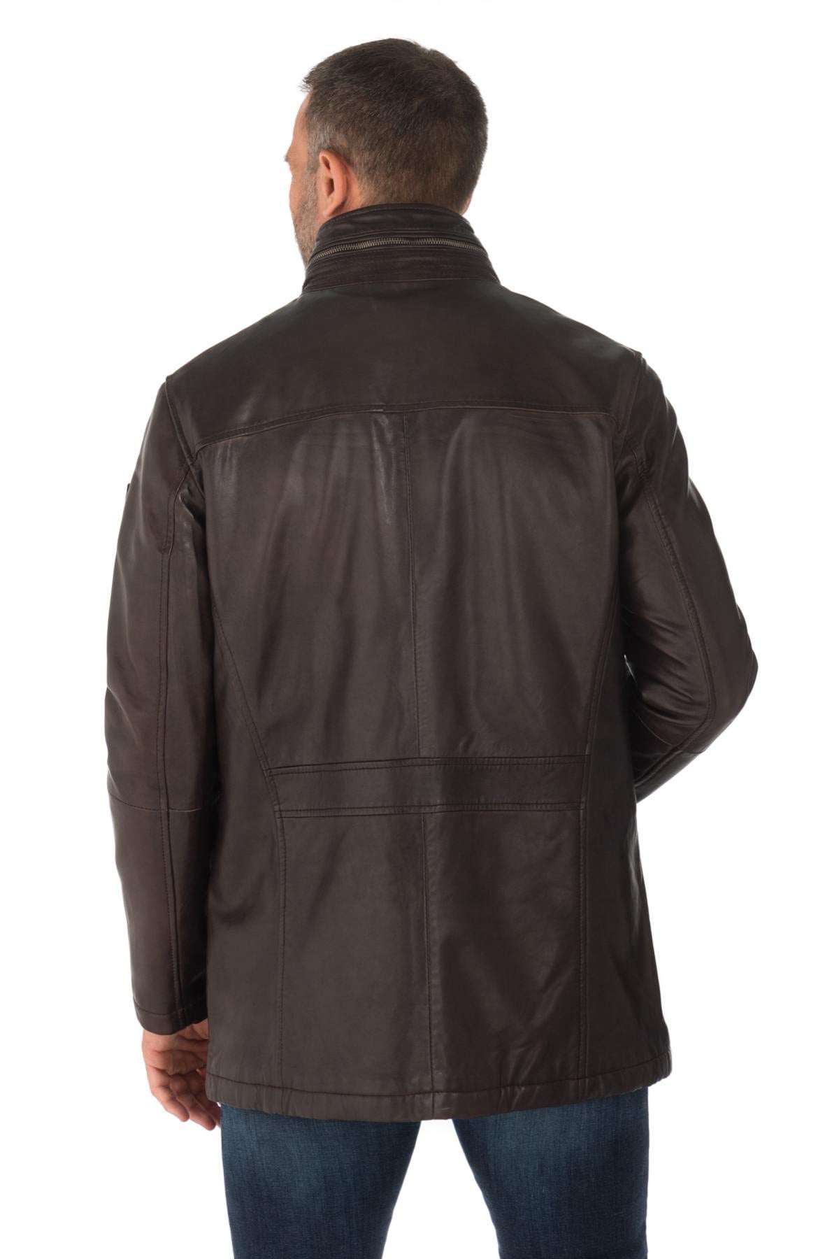 KODY 29: mid-length lambskin coat with detachable vegan-fur collar. - Image n°4